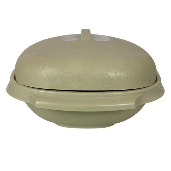 Tupperware Oval Vegetable Steamer 3 Piece Set I273-3 Almond Plastic With Lid - Picture 4 of 8